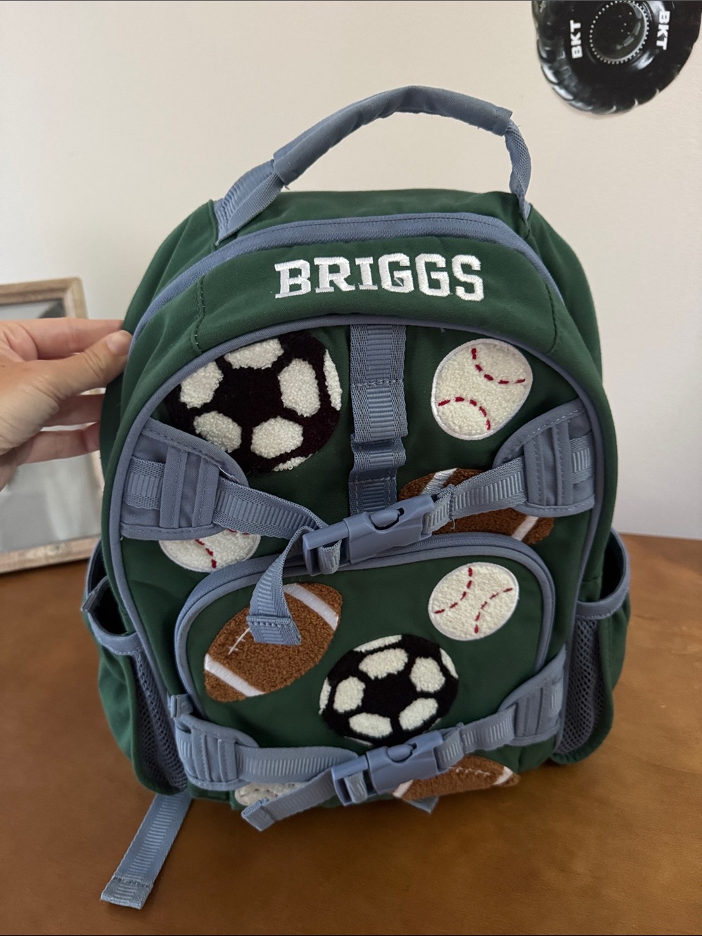 Pottery Barn Kids Sports Green Backpack with Gray Trim